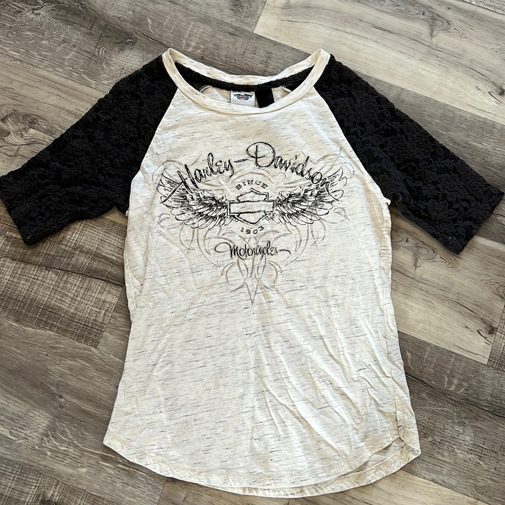 Womens Harley Davidson crop sleeve shirt
